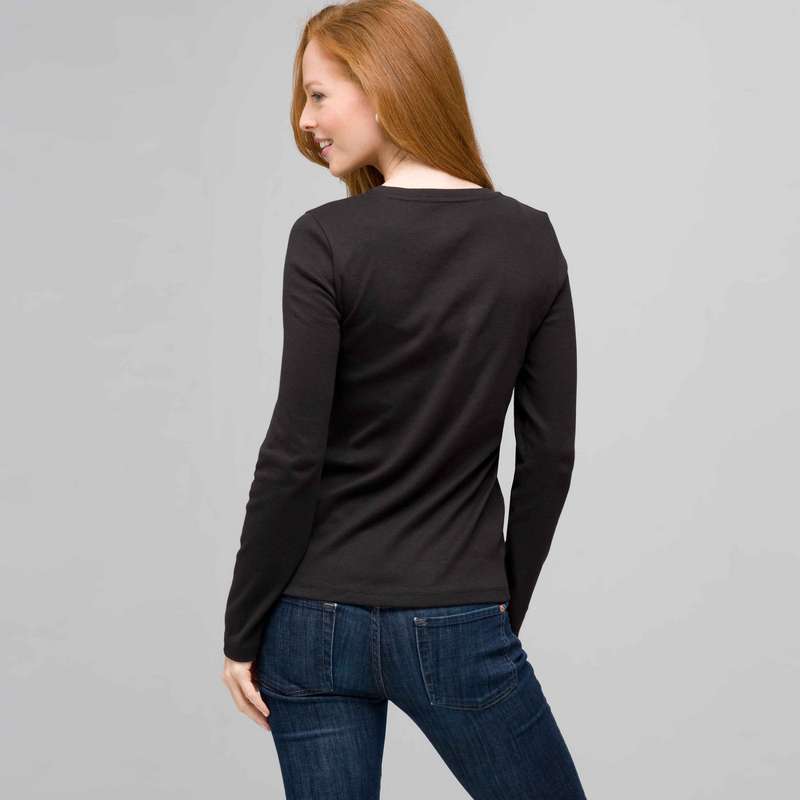 Long Sleeve Crew Neck, Black, large image number 1