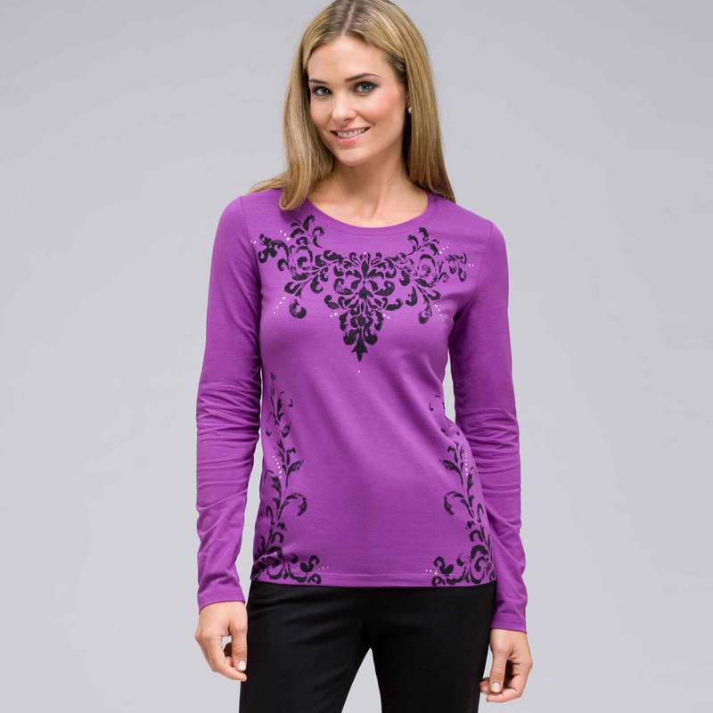 Long Sleeve Crew Neck Top, , large image number 0